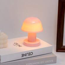 1pc Mushroom Light (Powered By 2 AA Batteries, Batteries Not Included) Tap Light Bedroom Bedside Night Light Atmosphere Lamp Home Decor Desktop Ornament, Photography Studio Fill Light, Photography Prop - Pink - View 1
