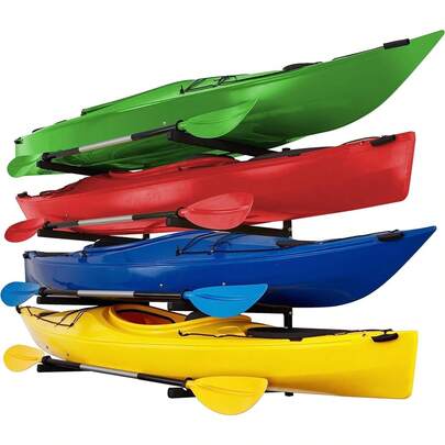 RaxGo Wall Kayak Storage Rack With Adjustable Heavy Duty Arms For Secure Indoor Garage Mount