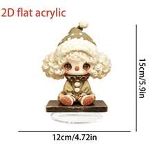 Vintage Curly Hair Clown Flat Acrylic Decor, Creative Healing Style Desktop Stand Ornament, Warm Atmosphere Desk Home Room Small Decoration Gift - A - View 5