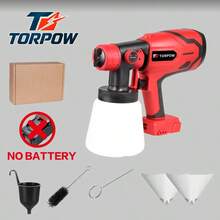TORPOW Cordless HVLP Paint Sprayer, 800ml Large Capacity Handheld Electric Paint Spray Gun, Adjustable Spray Pattern, Suitable For Walls, Furniture, Cars And DIY Painting - Red - View 10