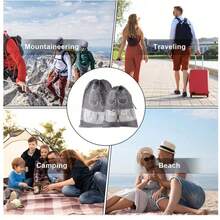 Black Travel Essential 5Pcs Shoes Storage Bag With Rope Travel Storage Bag With Drawstring Waterproof Beach Bag For Men And Women Travel Supplies - Grey - View 5