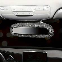 1pc Shiny Car Rearview Mirror Cover, Sparkling Rhinestone Elastic Rearview Mirror Protective Sleeve, Women Girls Car Interior Rearview Mirror Decorative Accessory, Universal Fit - A - View 5