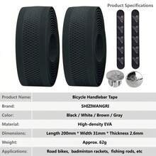 Bicycle Handlebar Tape, 3D Perforated High Density EVA Road Bike Bar Tape, Non-Slip Shock Absorbing With Adhesive Backing - A - View 8