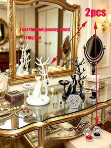 1pc Durable Elegant Cat & Tree Shaped Jewelry Storage Box For Women - Multicolor - View 15
