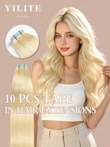 Yilite 18 Inch 10Pcs Bleach Blonde #613 Tape In Hair Extensions Human Hair Straight Soft Human Hair Tape In Extensions Skin Weft Tape Ins Extensions For Women - S613 - View 1