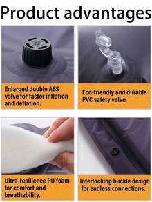 1pc 4-Color Optional Self-Inflating Sleeping Pad, Outdoor Camping Mat, Moisture-Proof Picnic Ground Mat, Inflatable Pad With Integrated Pillow, Storage Bag, Infinite Connectable Multi-Person Bed, ABS Dual-Way Air Valve, Fast Inflation, Lightweight And Portable, Suitable For Camping, Hiking, Travel And More - Multicolor - View 7