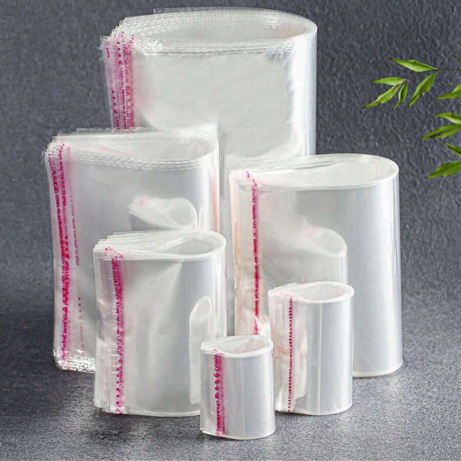 100pcs Transparent Self-Adhesive Bags, OPP Bags, Gift Storage Packaging Bags