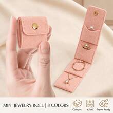 Foldable Multi-Functional Travel Jewelry Storage Bag, 1-Piece Set. Portable Multi-Layer Storage With Snap Fastening For Secure Closure. Suitable For Storing Necklaces, Earrings, Rings And Jewelry. Perfect For Travel And A Great Gift For Christmas. - Multicolor - View 6