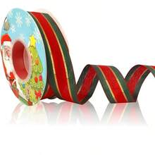 25 Yards Christmas Plaid Stripe Ribbon, 5/8 Inch(15mm) 100% Polyester Fabric, Festive Wrapping Ribbon For Gift Package, Christmas Tree Wreath, DIY Crafts & Hair Bows - Multicolor - View 9