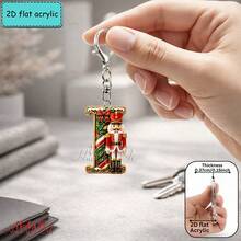 2D Flat Acrylic Christmas Nutcracker Initial Letter Keychain, A-Z 26 Letters, Festive Bag Charm & Key Ring, Cute Holiday Gift For Friends, Women & Men - Multicolor - View 14