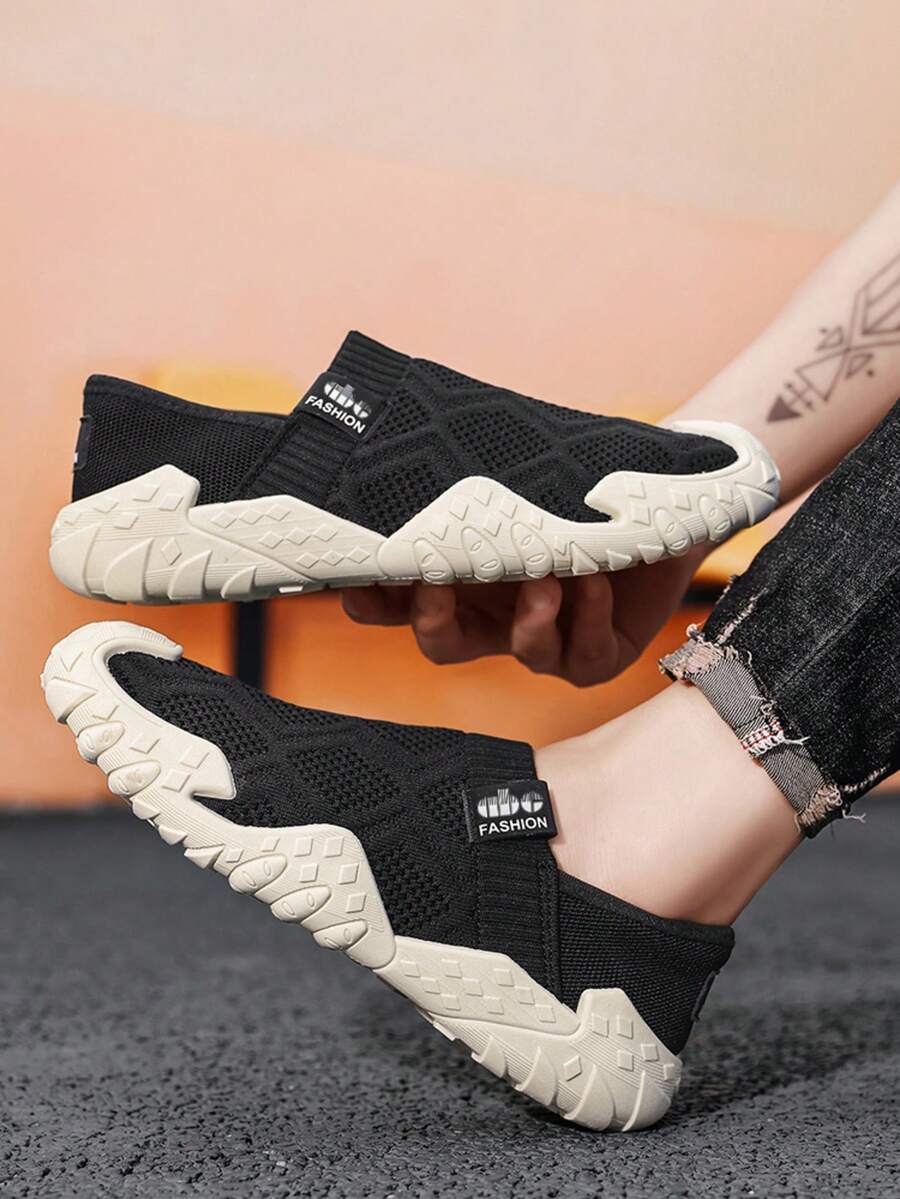 Men's Slip-On Breathable Knit Athletic Shoes, Sock Shoes, Elastic Sock Upper Non-Slip Outdoor Casual Walking Shoes, Suitable For Driving, Hiking, Universal Lightweight Non-Slip Water Shoes, Fitness Soft Sole Shoes, Pilates Yoga Fitness Shoes, Breathable Mesh Upper, Non-Slip Wear-Resistant Sole, Casual Hiking And Daily Walking, Great Gift, Suitable For Water Activities, Outdoor Hiking, Swimming, Fishing, Boating, Indoor Fitness - Black - View 1