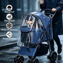Universal Pet Stroller Rain Cover, Transparent Dog Rain Cover, All-Weather Protection, With Straps, Easy To Install, Fits Most Dog Strollers - Multicolor - View 4
