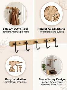 Hook Rack, Suitable For Kitchen Gadgets, Bath Accessories, Hand Towels And Lightweight Garments. Drill-Free Adhesive Installation Without Damaging Tiles, Perfect For Kitchen, Bathroom And Entry Wall, Combines Practical Storage - Multicolor - View 7