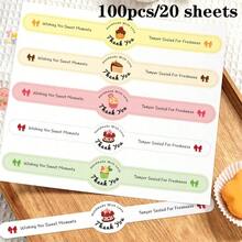 50/100pcs Baking Dessert Packaging Sealing Stickers For Cupcakes, Sealing Decorative Labels, DIY Stickers, Bakery Packing Box Strip Stickers, Adhesive Label Stickers, Dessert Cake Packaging Box Sealing Stickers, Gift Packaging Decoration Stickers - Multicolor - View 11
