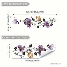 1pc (30x90cm) New Creative Purple Floral Vine Wall Sticker Bedroom Living Room Entryway Home Decor Adhesive Decal - one-size - View 6