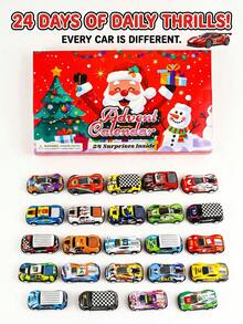 24 Grids Christmas Race Car Advent Calendar Pop-Up Box, Kids Mini Racing Car Surprise Blind Box, Christmas Countdown Toy Gift For Children - Multicolor - View 4