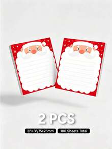 1/2/5PCS Santa Claus Theme Sticky Notes, Square Christmas Sticky Notes Santa Claus Snowman Memo Pads Cute Holiday Self-Adhesive Note Pads Office School Home Book Sticky Notes, 75x75mm Square Sticky Notes, 100 Sheets Total, Removable Backing, Suitable For Office, Home And Daily Use - Multicolor - View 4