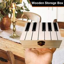 Single Premium Wooden Storage Box, Piano Key Design, Perfect As A Gift, Used For Small Jewelry Organization, Music Room Decor Souvenir Storage, Desk Organization, Home Decor, Modern Style - Multicolor - View 2