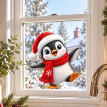 Christmas Animal Window Clings, Cute Penguin Bunny Puppy Window Sticker, Holiday Glass Window Decoration, Christmas Home Decor - Cute Animals - View 1