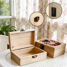 1pc Handmade Wooden Storage Box With Celestial Illustration, Gift Storage Box, Small Jewelry Organizer, Souvenir Storage Box, Suitable For Jewelry Collection, Desk Organization, Home Decor, Bohemian And Mysterious Style - Multicolor - View 4