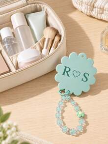 Custom Name Print Custom Hand Mirror, Cute Flower Shape Compact Mirror, Beaded Wrist Strap Keychain Mirror, Women's Gift, Best Gift For Mom And Teacher, Perfect For Birthday, Work, Commute, Outdoor, Travel, Christmas Gift - Multicolor - View 5