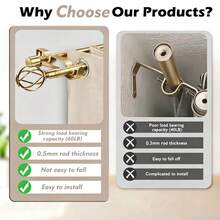 1 Set Double Rod Curtain Rod Kit, Metal Adjustable Splice Double Rod Curtain Rod Set, Suitable For Windows, Comes With Brackets, Perfect For Bathroom, Bedroom And Living Room Blackout Curtains (Gold) - American Style Double Rod - Gold - View 4