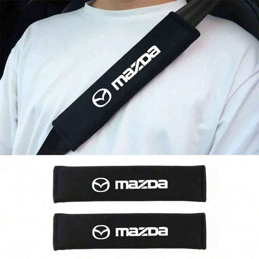 2pcs Car Seat Belt Leather Shoulder Pads, Compatible With CX3 CX4 CX5 CX7 CX8 CX9 CX30 RX7 Atenza Axela - A - View 1