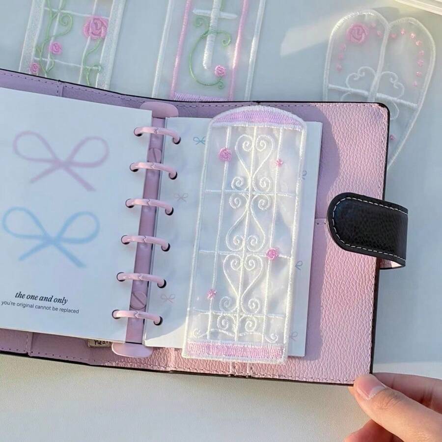 Vintage Rose Embroidery Bookmarks, Organza Transparent Floral Page Markers, Aesthetic Hollow‑Out Reading Accessories For Book Lovers - A - View 1