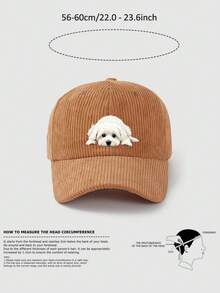 1pc Corduroy Baseball Cap With Cute Dog Patch, Vintage Y2K Adjustable Dad Hat, Personalized Pet Lover Style, Suitable For Daily Commute, Travel, Dog Walking - Multicolor - View 6