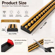 1PC 1M PVC Decorative Trim Strip Self Adhesive Wall Molding, 3D Raised Rope Pattern Border Line, Peel And Stick Accent Trim For Door Frame, Cabinet, Mirror Frame, Furniture And Home Interior Decoration - Multicolor - View 6