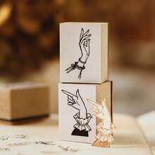 Tomato Sauce Gesture Stamp, Slender Finger Whisper, Vintage Creative Pattern Planner Decoration Stamp, Suitable For Notebooks, Diaries, Planners, Back To School Season, School Opening Season - A - View 2