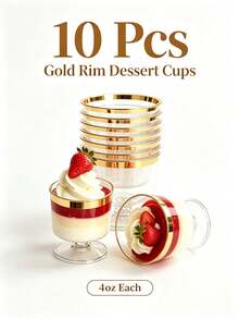 20pcs/10pcs Creative Gold Rim Dessert Cups, Mousse Cups, Parfait Cups, Small Wine Glasses, Party Tableware, Reusable Mini Dessert Cups, Suitable For Various Party Events, Weddings, Grand Openings, Birthdays, Christmas Celebrations, Perfect Choice For Dessert Table Decoration - View 9