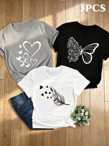 Women T-Shirts - Black-2(Patterned) 1-pack - View 1
