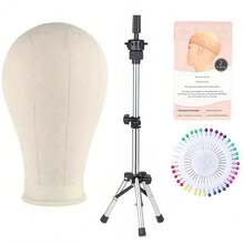 Kepala Wig Kanvas untuk Display Gaya Rambut dan Pembuatan DIY, Manekin Pelatihan 22 inci dengan Dudukan Tripod - View 10