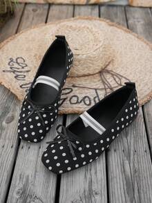 New Lace Mesh Square Toe Ballet Shoes With Bow, Shallow Mary Jane Flat Shoes, Vintage Gentle Fairy Style - Black - View 6