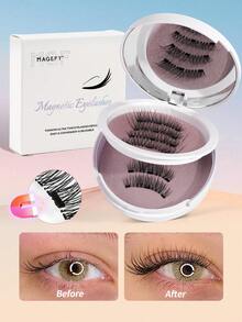 MAANGE 2 Pairs Magnetic Eyelashes - Free Applicator, Mixed Styles, DIY, Cat Eye Eyelashes, Create Natural Long, Curly, Enlarged Eye Effect, Reusable, No Glue Or Makeup Remover Needed, Portable, Exquisite Packaging, With Mirror, False Eyelashes, Eyelashes - Cat Eye Lashes - View 7