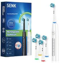 SENK Adult Rechargeable Electric Toothbrush With Type-C Charging Cable, Fully Intelligent Rotating Cleaning Device And Deep Cleaning Soft Bristles. 600mAh Battery Life, IP67 Waterproof Rating - Multicolor - View 12