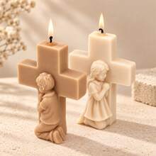 3D Praying Boy Girl Cross Candle Mold Christian Religious Silicone Mold For DIY Wax Candle Making Baptism First Communion Prayer Memorial Gift Home Decor Craft Supplies - Mold - View 3