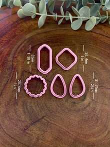 Polymer Clay Cutters, Scalloped Rectangle Diamond Teardrop Shapes, DIY Earring Pendant Handmade Floral Jewelry Making Craft Tools - Pink - View 3