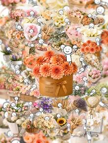 50Pcs PET Little Happiness In Bouquet Stickers, Fresh Bouquet Healing Style, Including Rose Bouquets, Carnations, Tulips, Sunflowers, Small Flower Baskets, Gift Boxes, Bows, Hearts, Flower Elements, For Tablet, Notebook, Storage Box, DIY Craft Decor - Multicolor - View 10