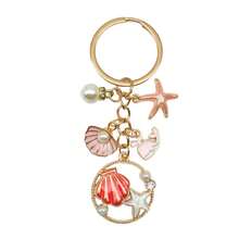 Cross-Border Alloy Oil Drop Starfish Dolphin Shell Keychain Gift Pendant Exquisite Women Bag Pearl Key Chain Jewelry Accessory - Multicolor - View 7