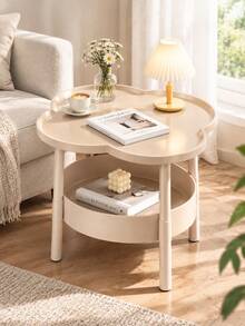 Matte Coffee Table 3 Colors Available 1pc Modern Minimalist 2-Tier Storage Coffee Table - Space-Saving Living Room, Office And Bedroom Multi-Functional Desk - Compact Design, White, Beige, Green, Black, Office Decor And Accessories, Independent Furniture, Easy To Clean Surface - Multicolor - View 8