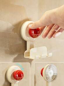 1pc Suction Cup Toothbrush Holder, Wall Mounted Drain Storage Rack For Bathroom Mirror Cabinet, Hanging Organizer For Electric Toothbrush & Toothpaste, Plastic Material, All Season Minimalist Style, Suitable For Adults, Washroom Multi-Purpose Storage - Multicolor - View 9