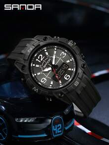 New Arrival Top Brand Men's Electronic Watch Multi Functional Night Light Alarm Clock Waterproof Cool Male And Female Sport Digital Watch SANDA 6393 - All Black - View 2
