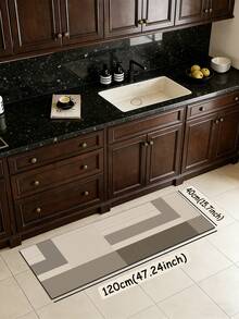 SANJIANGDI 1pc Minimalist Geometric Patchwork Pattern Kitchen Mat, 3.5mm Soft Rubber Material, Absorbent And Easy To Clean, Suitable For Hallway, Bathroom, Living Room, Outdoor Door Mat And Toilet, All Year Round, Suitable For Various Holidays - Multicolor - View 12