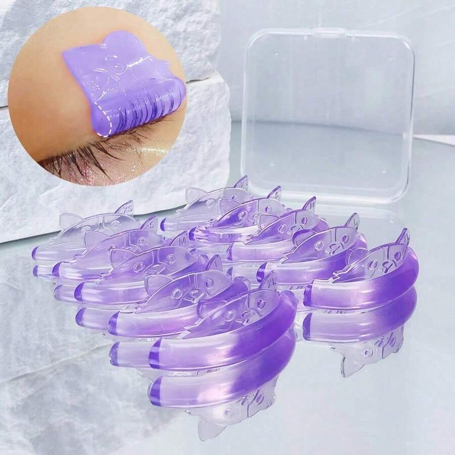 5 Pairs C-Curl Silicone Eyelash Curling Pads, Adhesive Eyelash Curler Rods, Eyelash Lift Shield, 3D Eyelash Curler Accessories, Makeup Tools - Multicolor - View 1