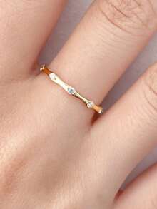 ESBERRY 1pc Exquisite Ring, Women's Jewelry, Gold Plated, Delicate Accessory, Daily Wear, Gift - Gold - View 3
