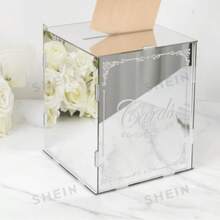 1pc Acrylic Wedding Card Box With Mirror Design - Perfect For Weddings, Anniversaries, Card Storage, Best Gift, Wedding Decor, Home Decor, Room Decor, Party Gift - Multi-color - View 3