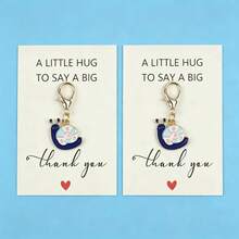 5pcs Cute Snail Enamel Charm Keychain, A Little Hug To Say Thank You Greeting Card, Lobster Clasp Bag Pendant Gift - Multicolor - View 6