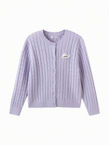 Balabala Girls Cute Soft Knit Sweater Pullover Jumper Casual Versatile Top For Tween Girl Winter Daily Wear - Pink Purple - View 4
